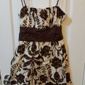 Brown & White Cotton Mini Dress Size Small